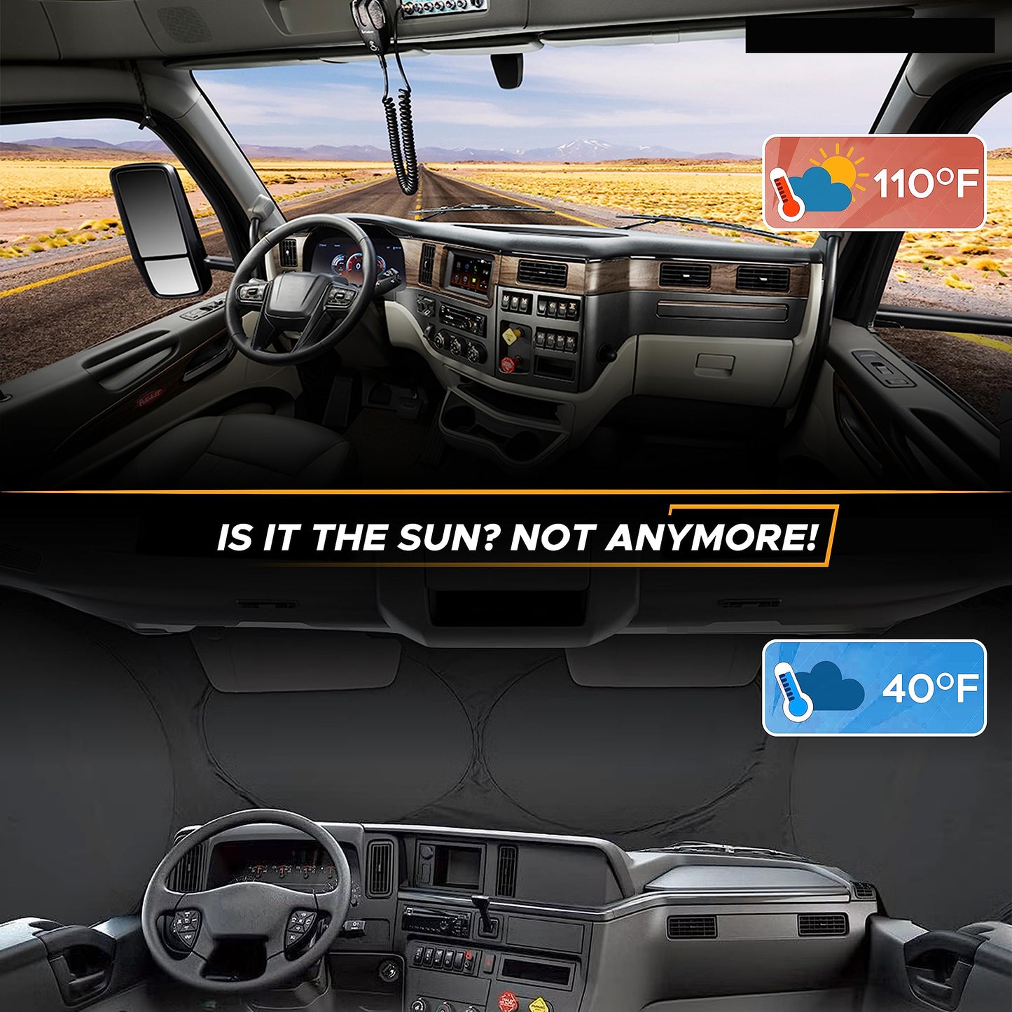 Semi-Truck Windshield Sun Shade (2 Ring) | EcoNour UV Protection