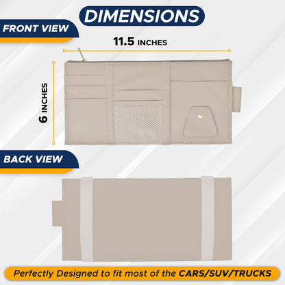 Car Sun Visor Organizer (Beige) Small | EcoNour Storage Pouch