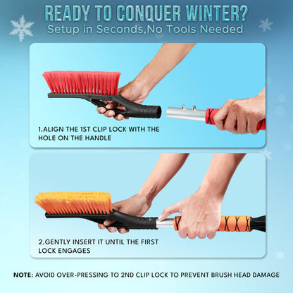Car Snow Brush and Ice Scraper (2 Pack) 27" Size | EcoNour