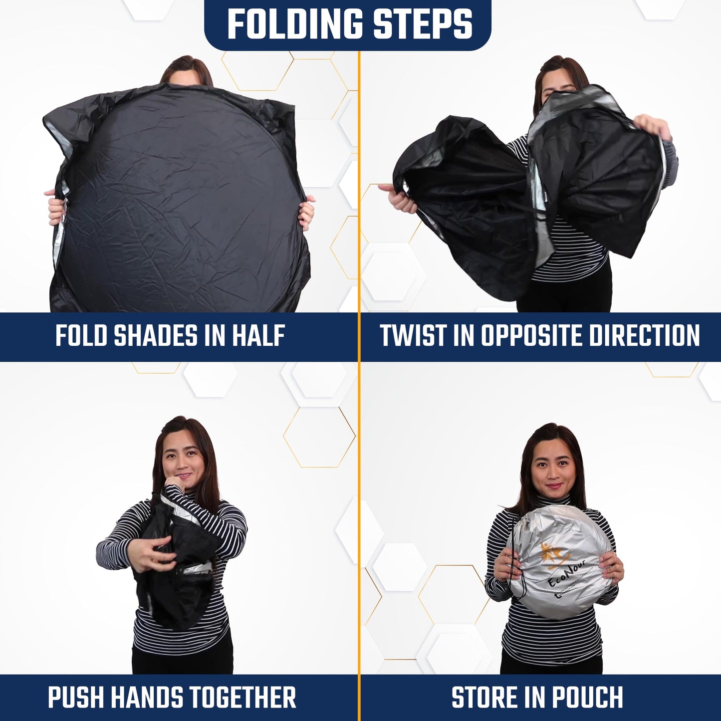 Car Windshield Sunshade with Mirror Cut Small (59"x29") | EcoNour 240T