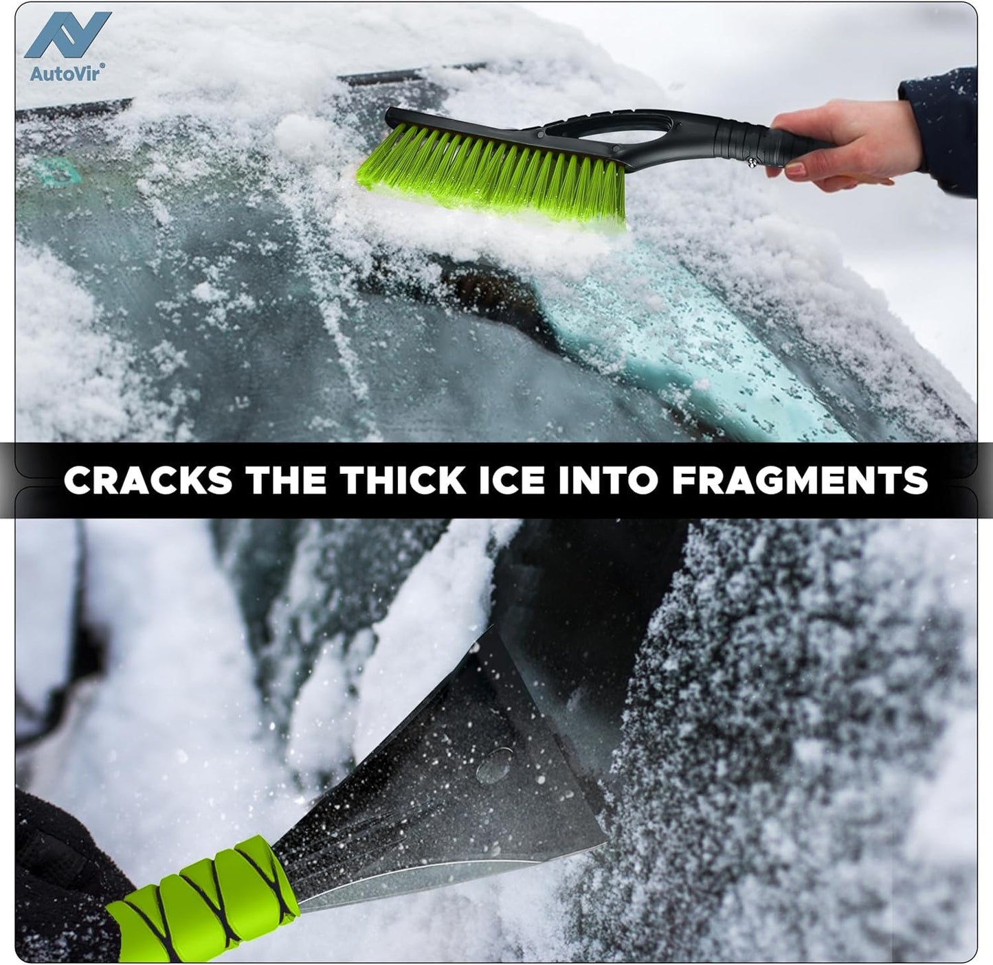 Snow Brush & Ice Scraper for Car Windshield 27" (Green) | EcoNour