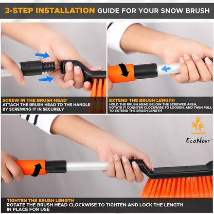 Extendable Snow Brush & Ice Scraper | EcoNour 26" Car Snow Remover