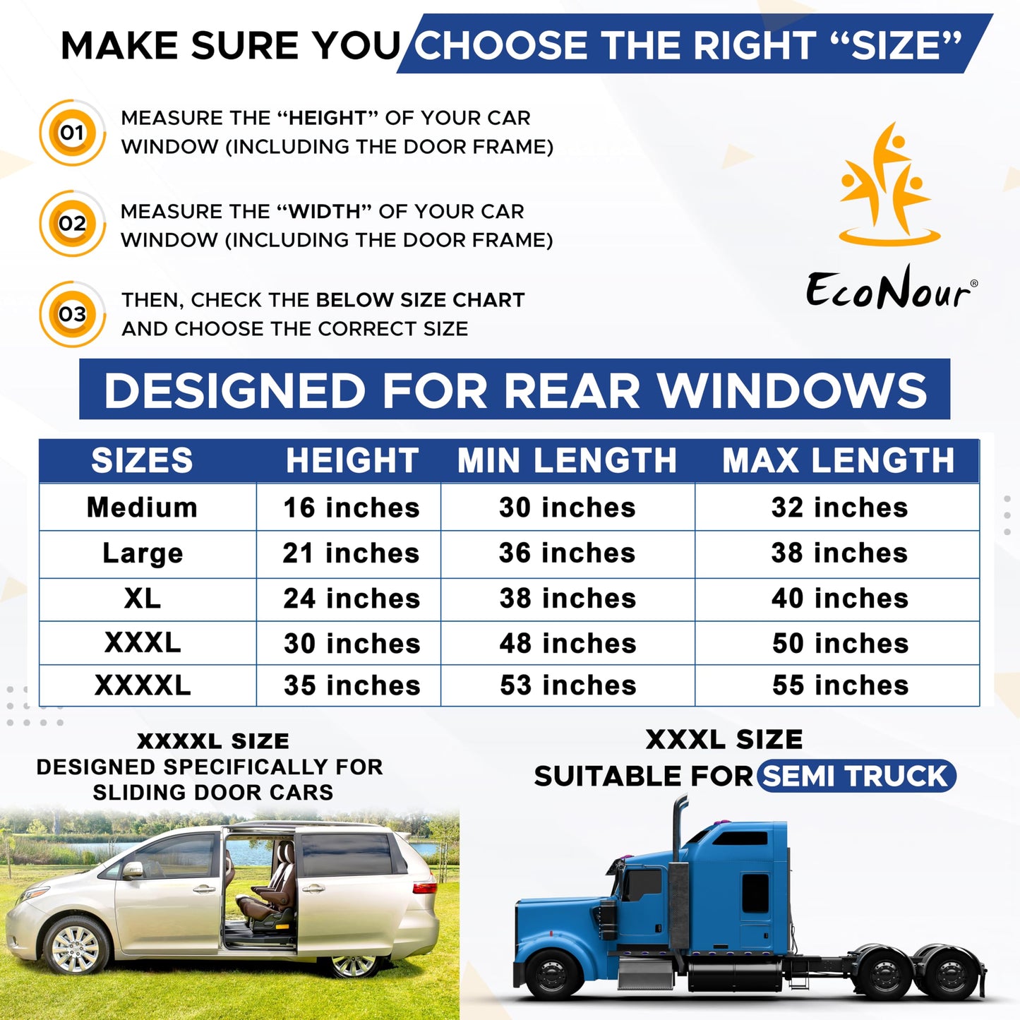 Truck Side Window Shade XXXL (2-Pack) | EcoNour Mesh Sunshade