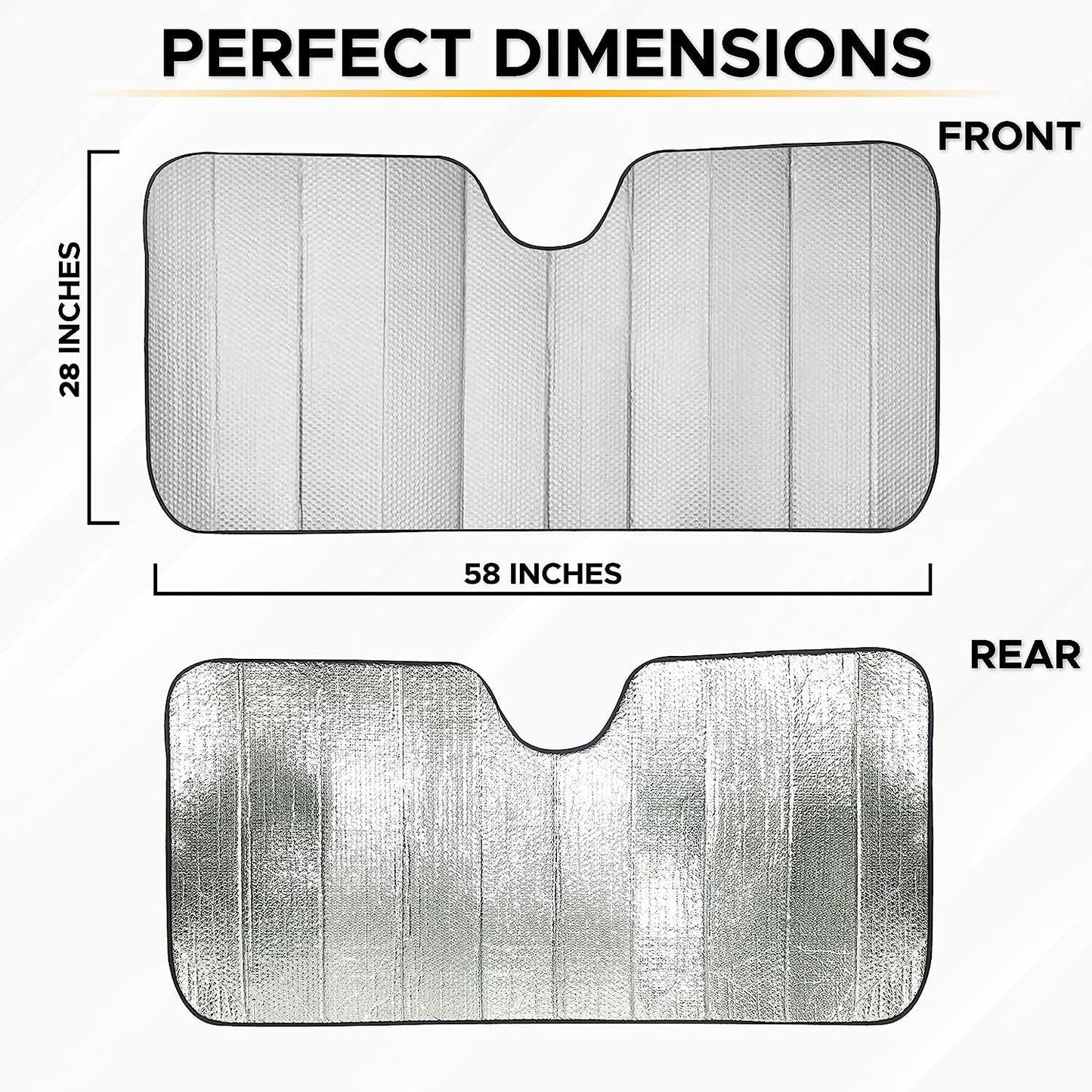 Accordion Car Windshield SunShade Foldable (Gray) 58"x27.5" | EcoNour