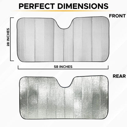 Accordion Car Windshield SunShade Foldable (Gray) 58"x27.5" | EcoNour