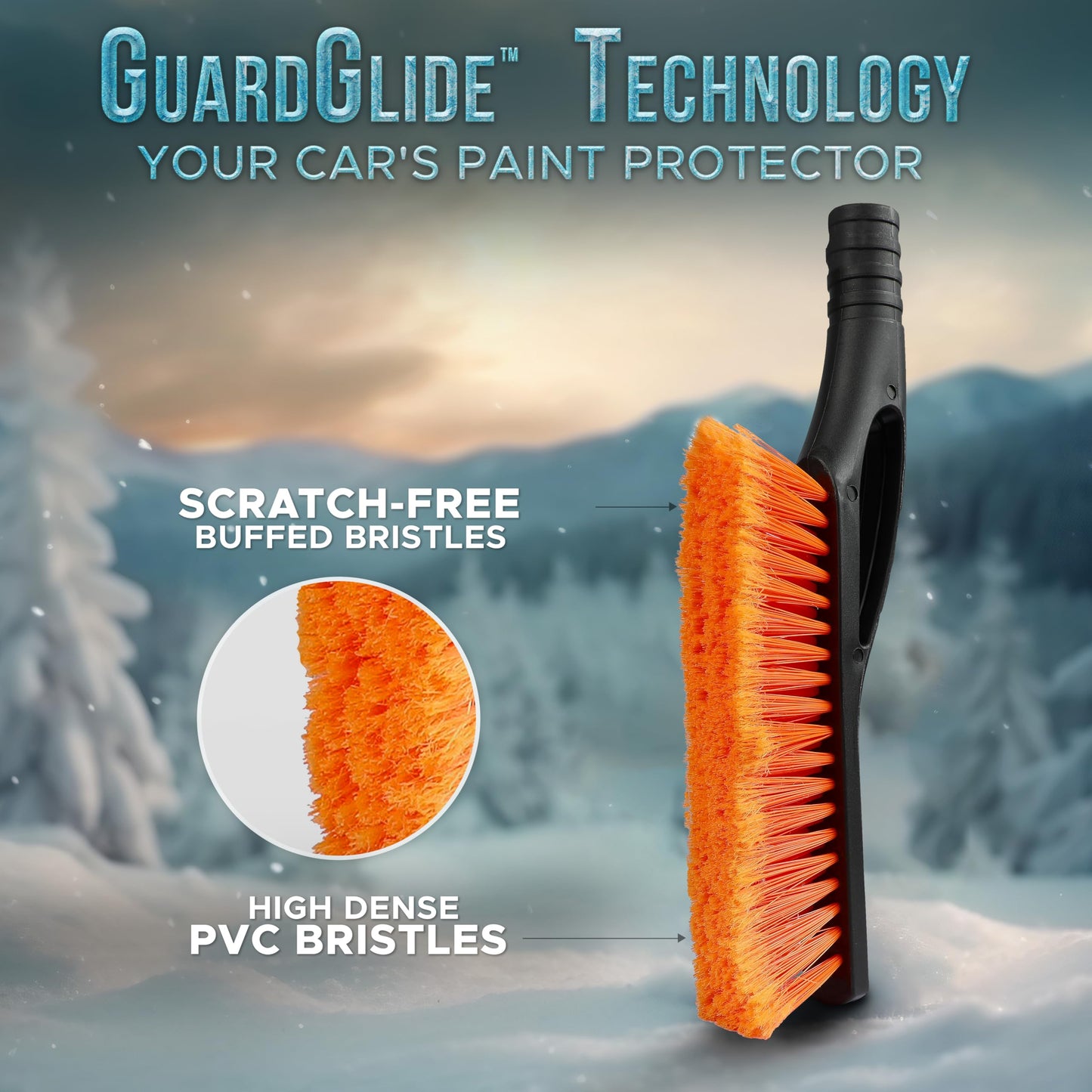 Car Snow Brush and Ice Scraper 2 Pack (Orange) 27" | EcoNour