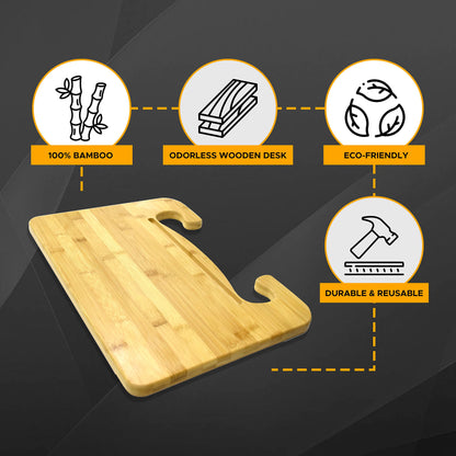 2 in 1 Car Steering Wheel Desk (Wooden) | EcoNour Lap & Bamboo Tray