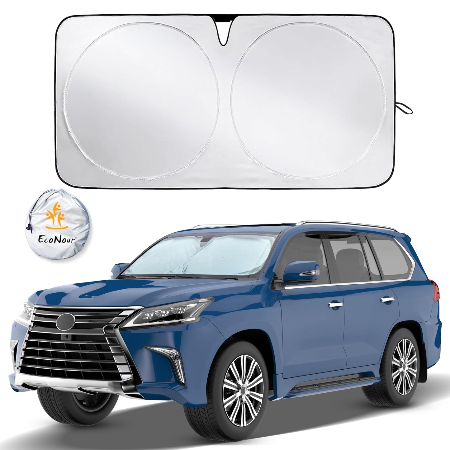 Windshield Sun Shade with Mirror Cut Large (64" x 34") | EcoNour