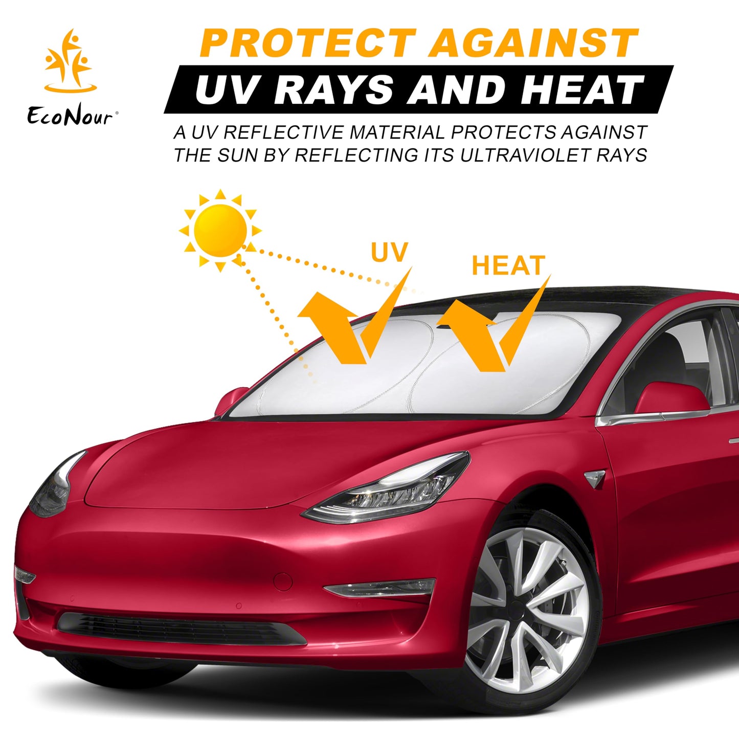 Tesla Windshield Sun Shade for Model 3/Y | EcoNour Foldable Sunshade