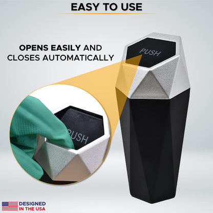 Mini Trash Can (2 Pack) Leakproof | EcoNour Small Car Trash Bin