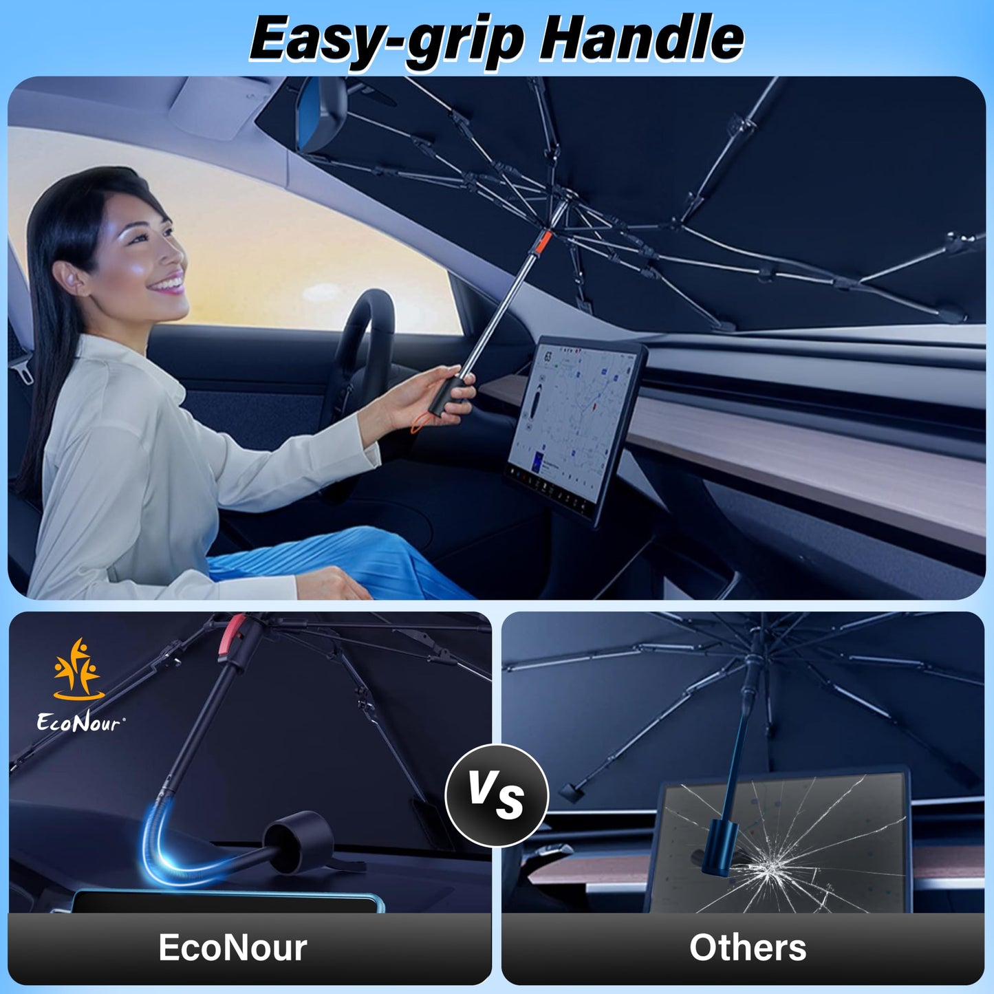 Car Windshield Sunshade Umbrella Large (57"x35") | EcoNour