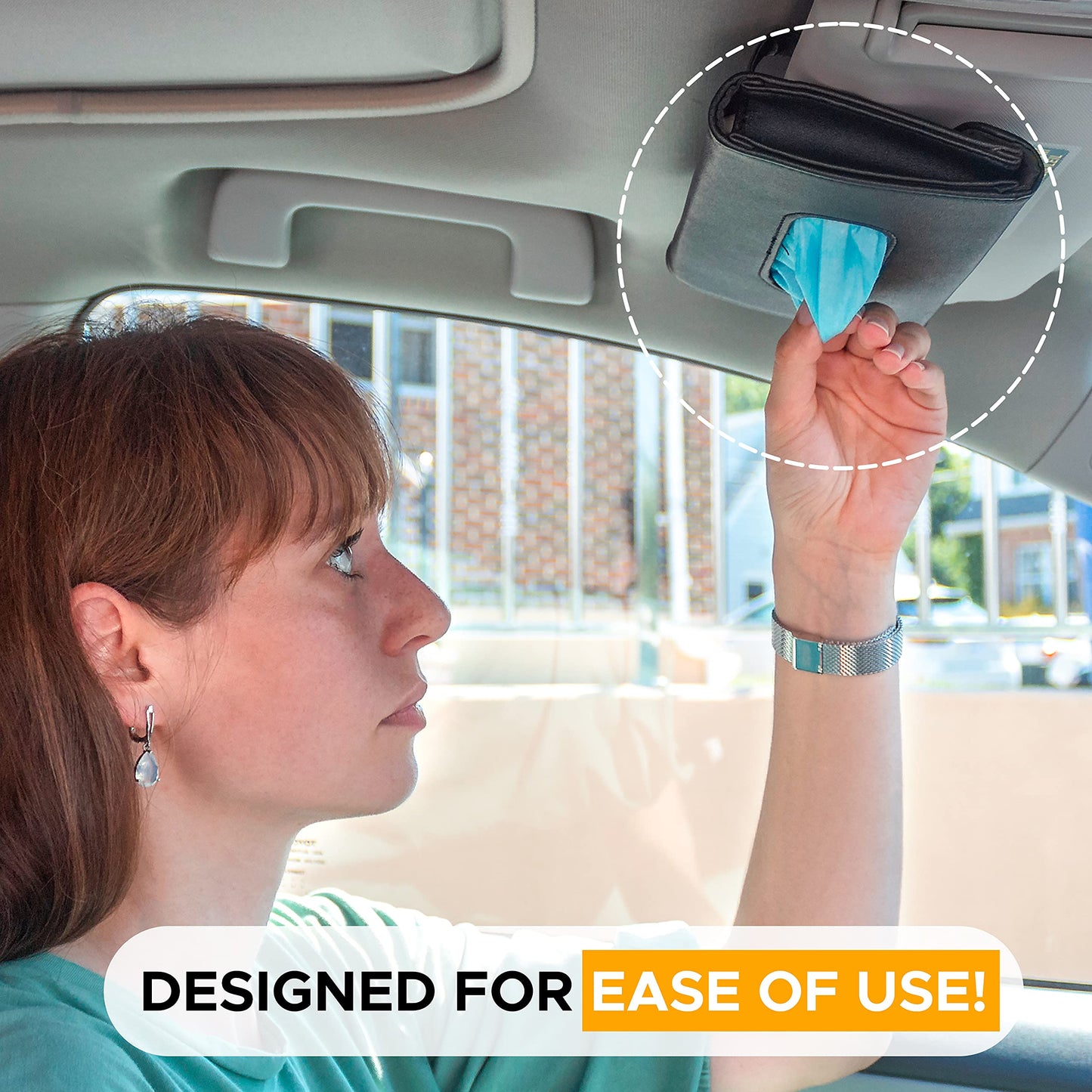 Car Tissue Holder (9"x5") | EcoNour Black Sun Visor