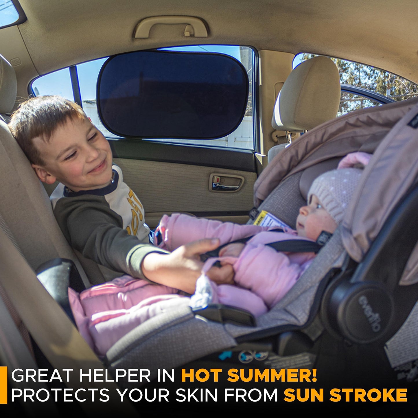 Car Window Shades for Baby (4 Pack, 20"x12") Medium | EcoNour Sunshade