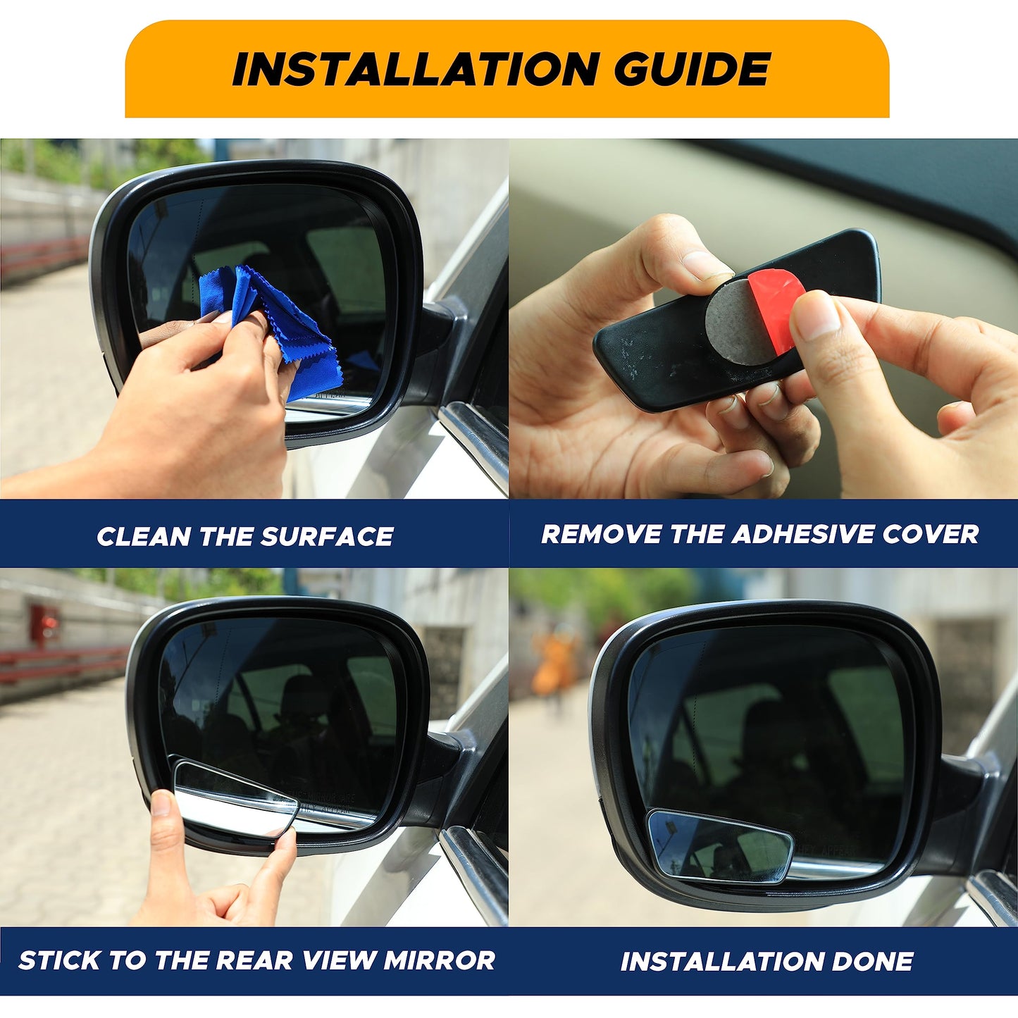 Blind Spot Car Mirror (2 Pack) | EcoNour Wide Angle & Rain Guard