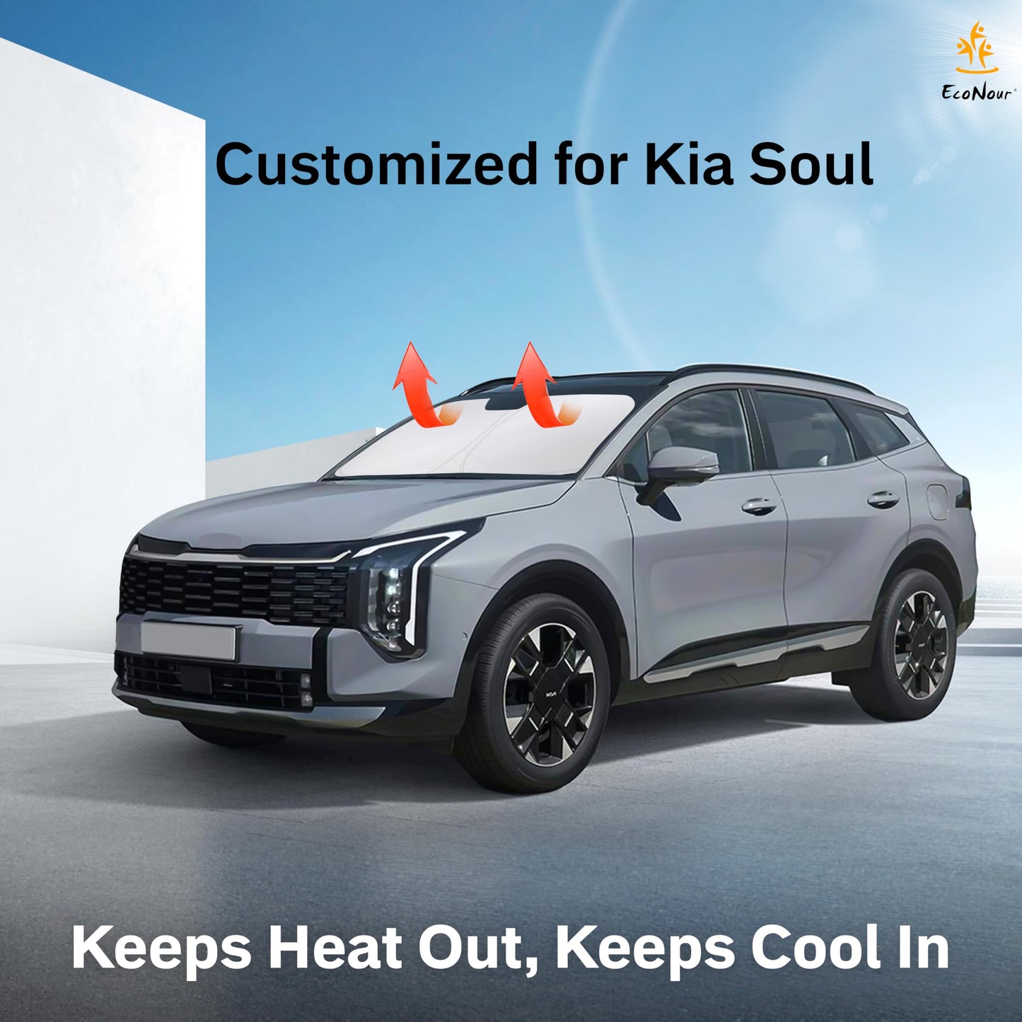 Kia Soul Windshield Sunshade (2020–2025) | EcoNour 240T Foldable Visor