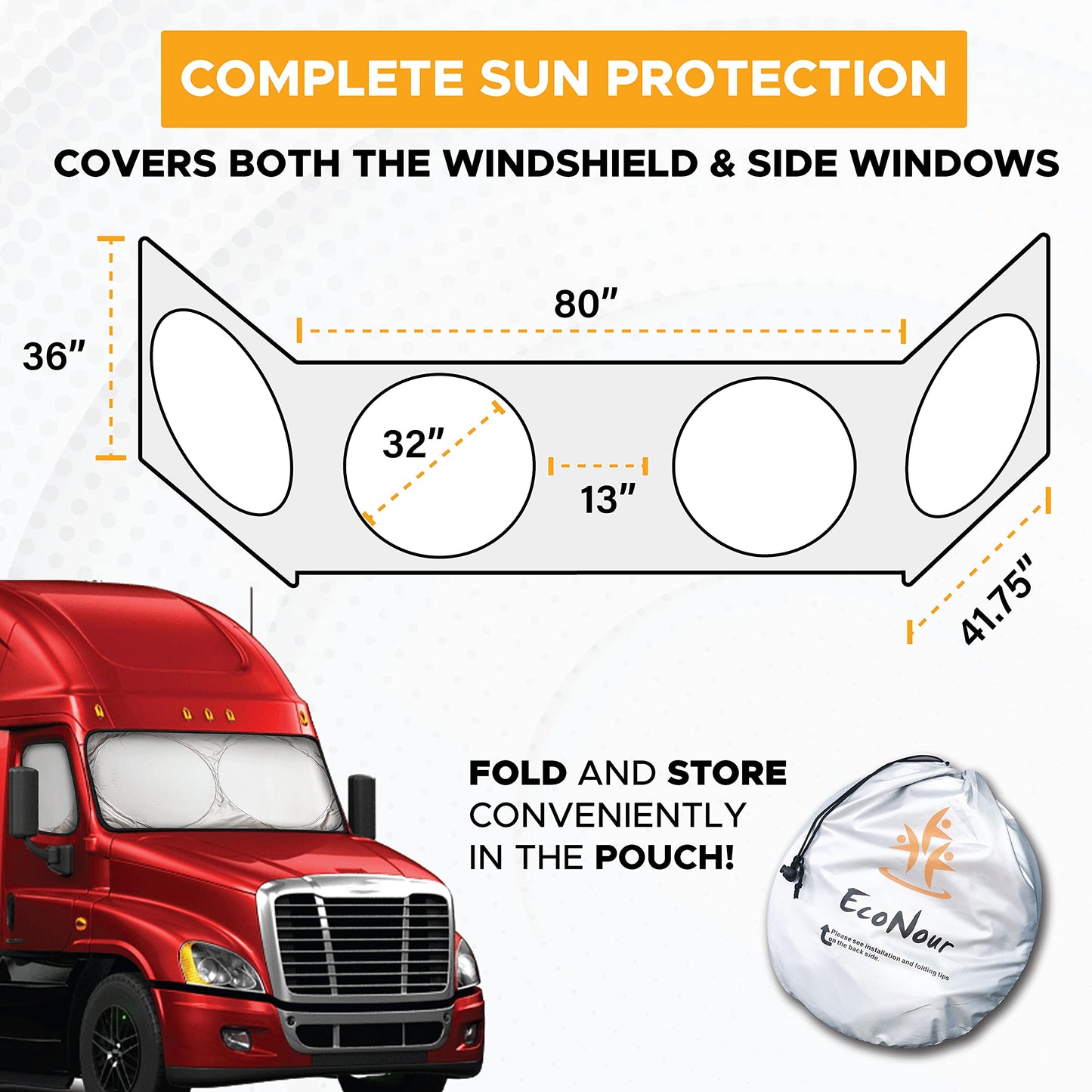 Semi Truck Sunshade – UV Protective for Windshield & Sides | EcoNour