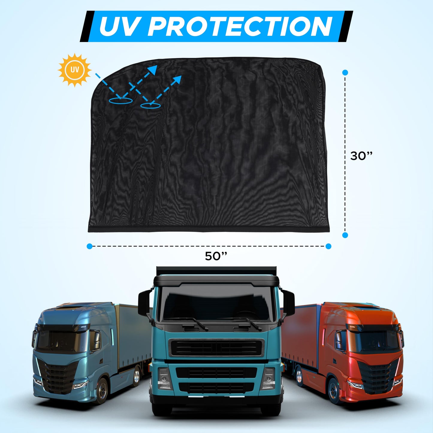 Truck Side Window Shade XXXL (2-Pack) | EcoNour Mesh Sunshade