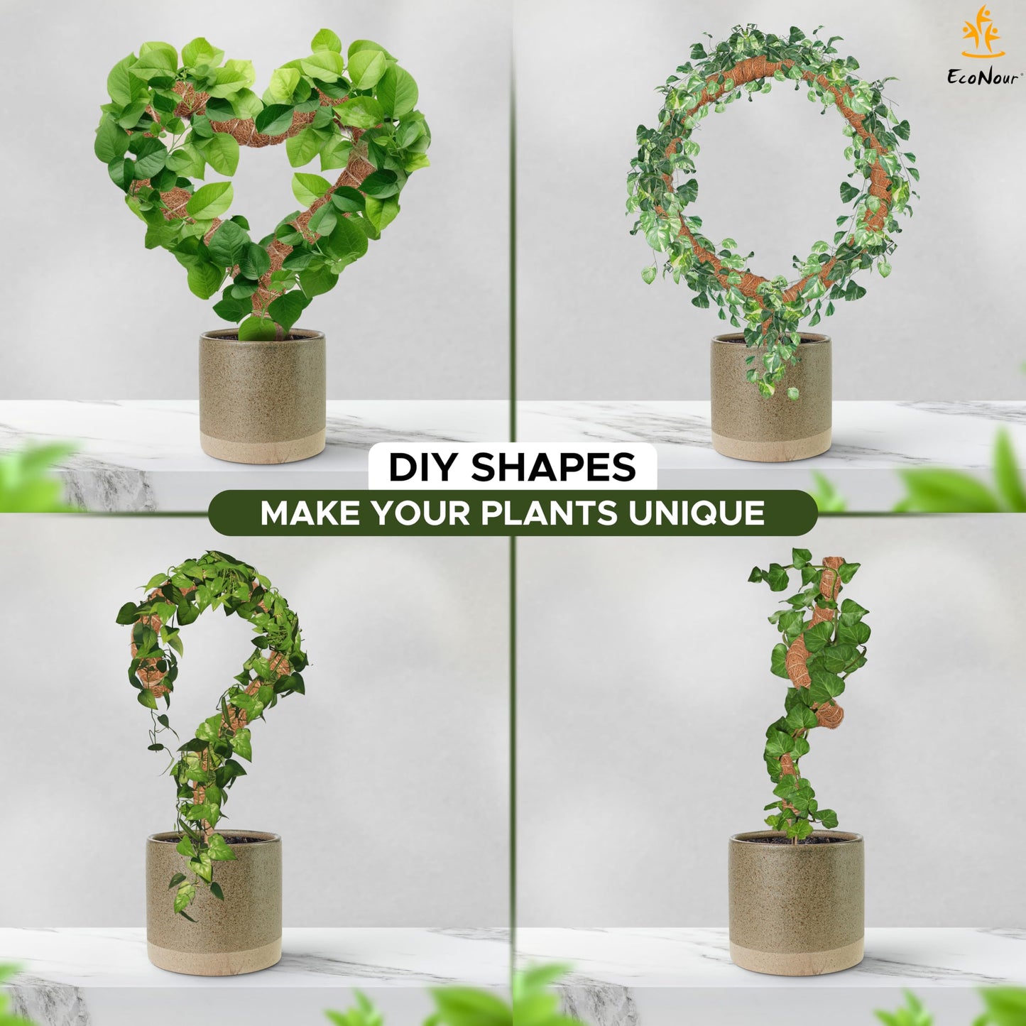 Moss Pole Monstera Plant Support 28" (4 Pack) Indoor Plants | EcoNour