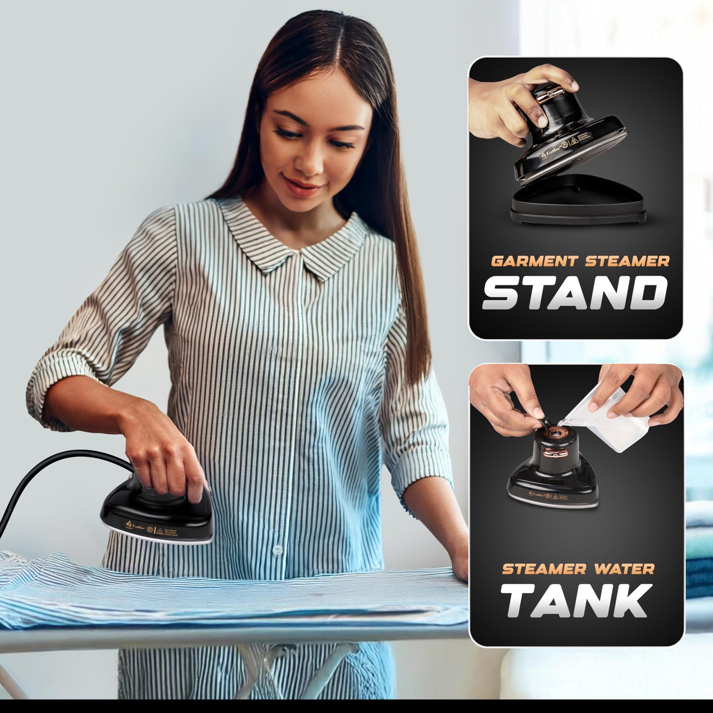 Mini Travel Iron & Steamer 2-in-1 for Clothes | EcoNour Portable Iron