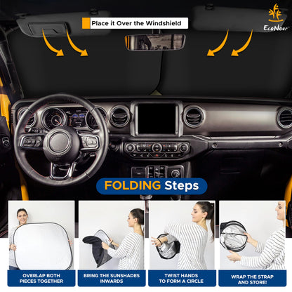Jeep Windshield Sunshade 2-Piece (X-Small,18"x26") | EcoNour Sunshade