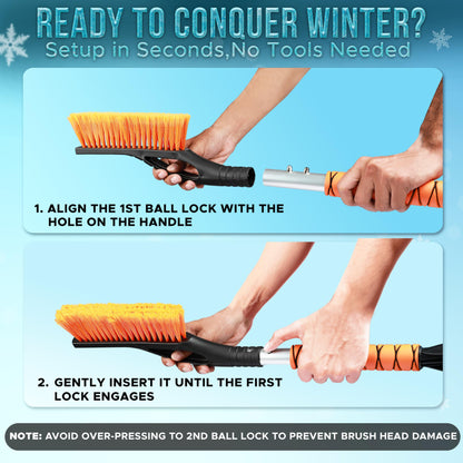 Car Snow Brush and Ice Scraper 2 Pack (Orange) 27" | EcoNour