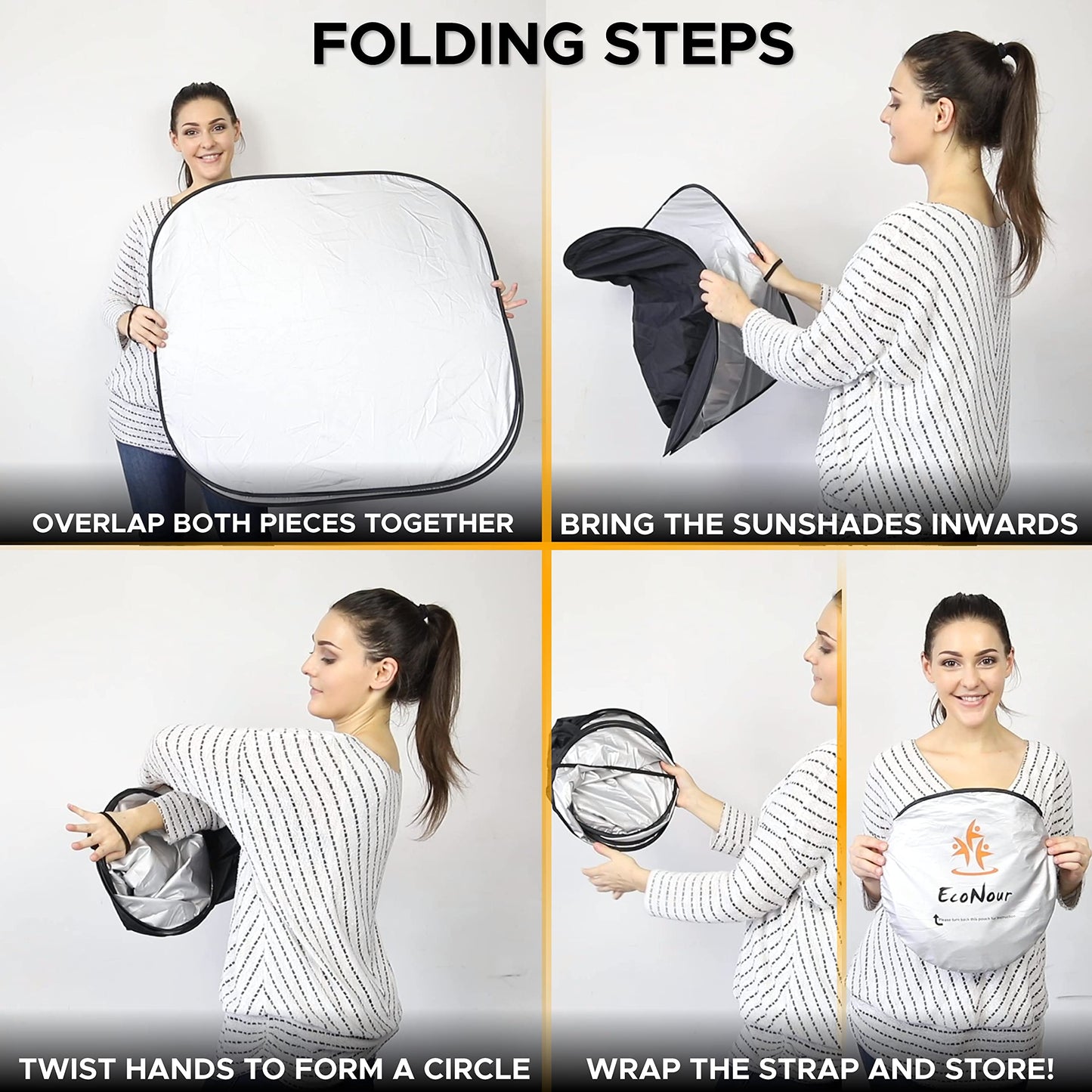 2-Piece Car Windshield Sunshade (Small) 23.5"x29" | EcoNour 240T Shade