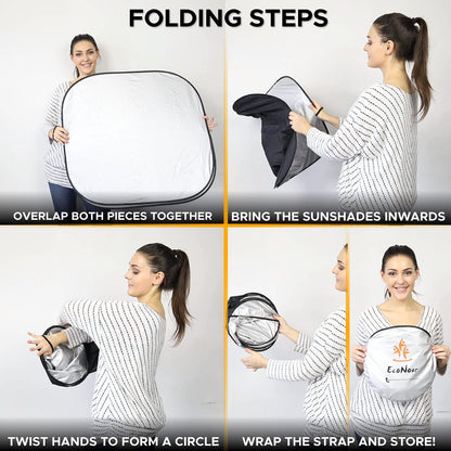 2-Piece Car Windshield Sunshade (Small) 23.5"x29" | EcoNour 240T Shade