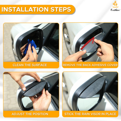 Car Blind Spot Mirrors (2 Pack) with Rain Visor | EcoNour 2" Round HD