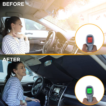 2-Piece Car Windshield Sunshade (Small) 23.5"x29" | EcoNour 240T Shade