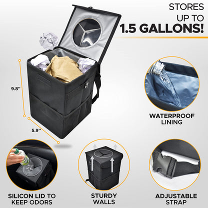 Car Trash Can with Lid Black (1.5 Gallons) | EcoNour Hanging Bin