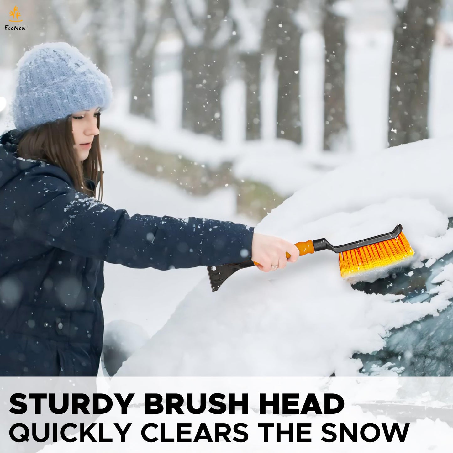Snow Brush & Ice Scraper 17" for Car Windshield | EcoNour Snow Brush