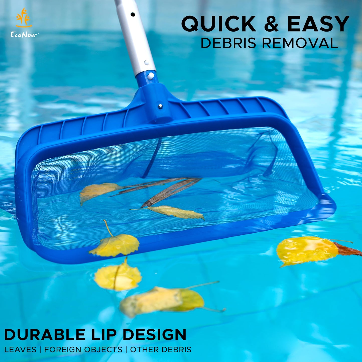Pool Skimmer Net with Deep Rake & Fine Mesh Frame | EcoNour Pool Nets