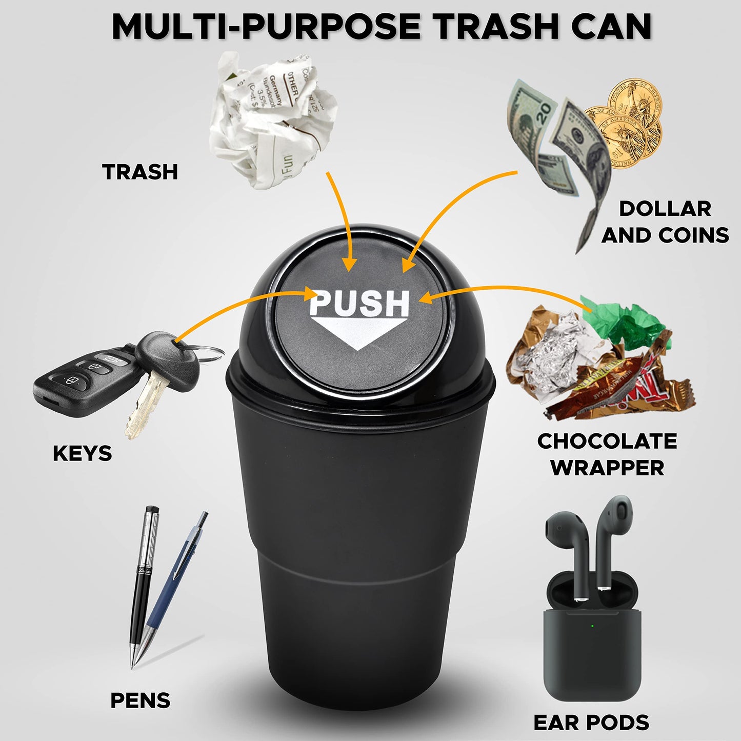 Car Trash Can Leakproof | EcoNour Portable Mini Garbage Bin