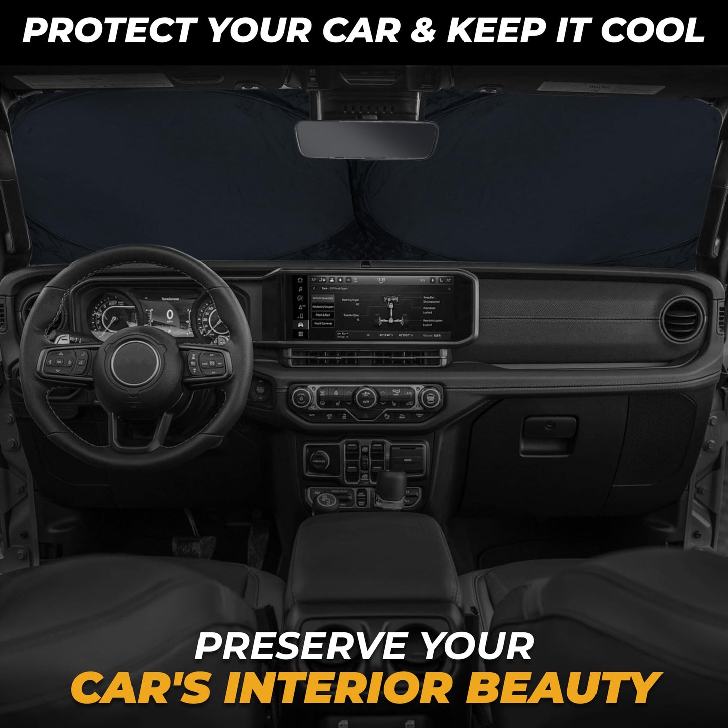 Jeep Windshield Sunshade X-Small (60"x21") | EcoNour UV Protection