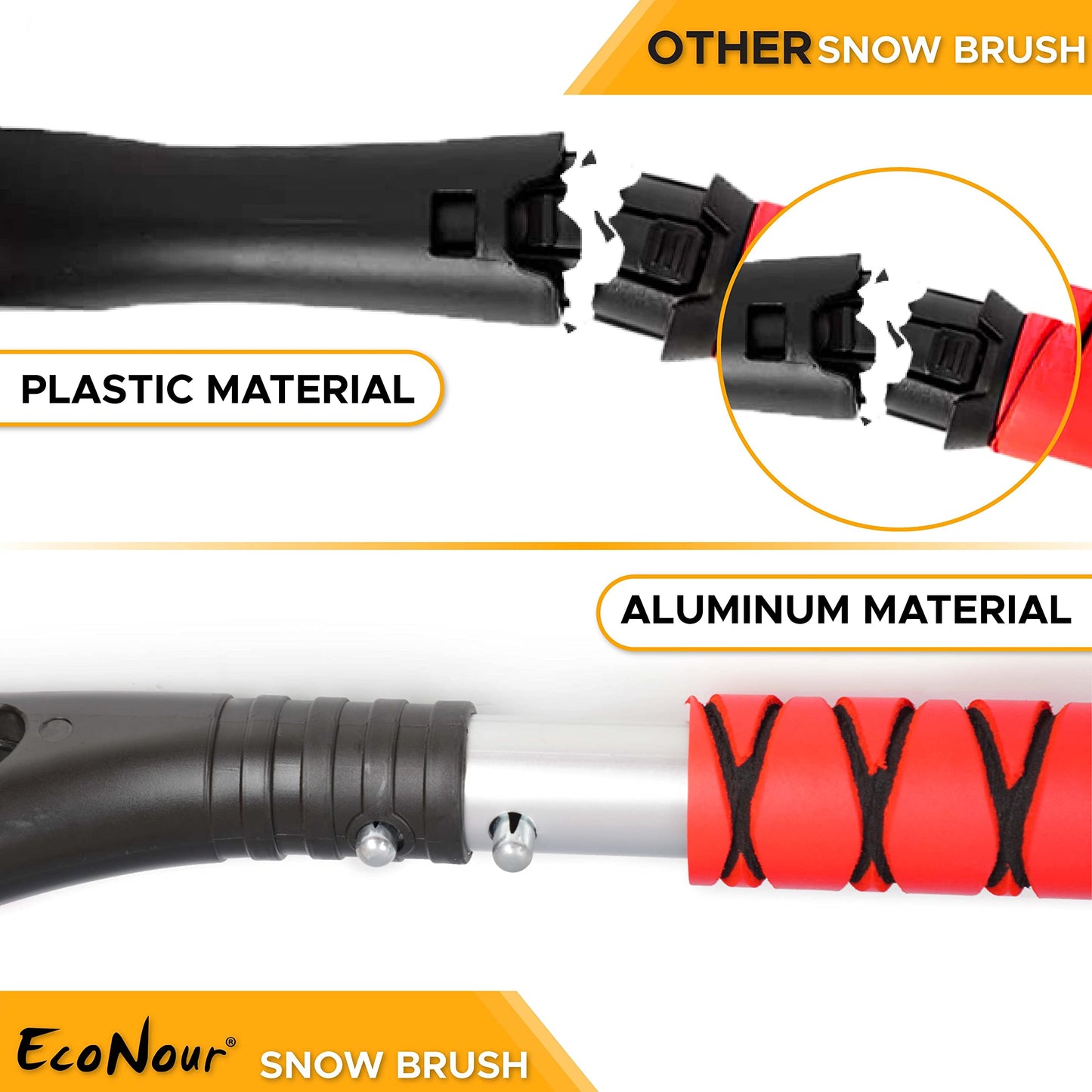 Aluminum Car Snow Scraper and Brush 27" (Red, 1 Pack) | EcoNour