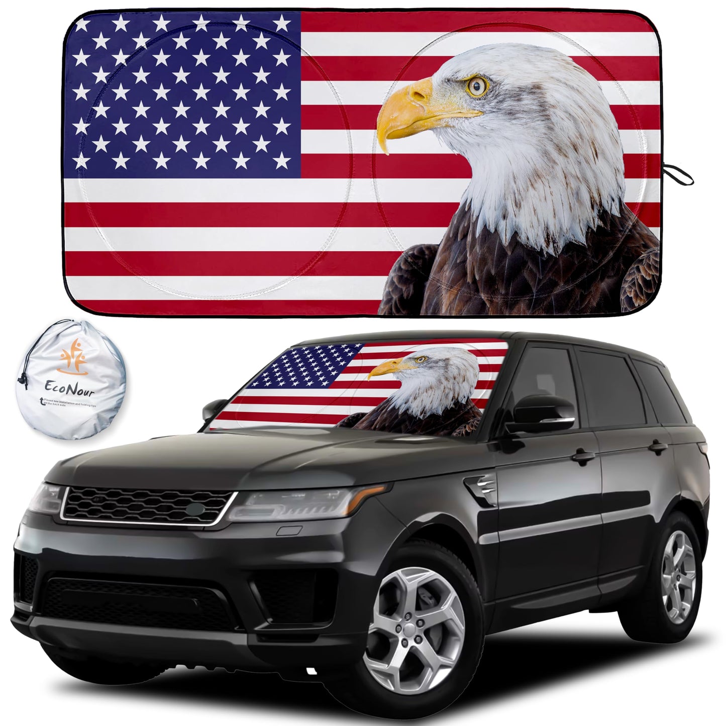 American Flag Windshield Sun Shade (64"x34") | EcoNour
