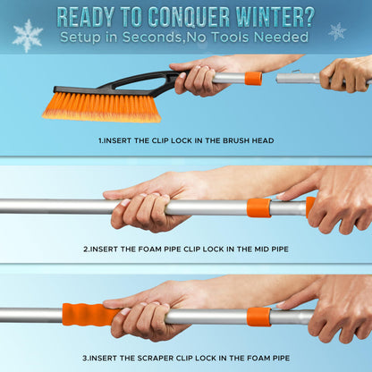 Detachable Snow Brush with Ice Scraper 57" (4-in-1 Design) | EcoNour