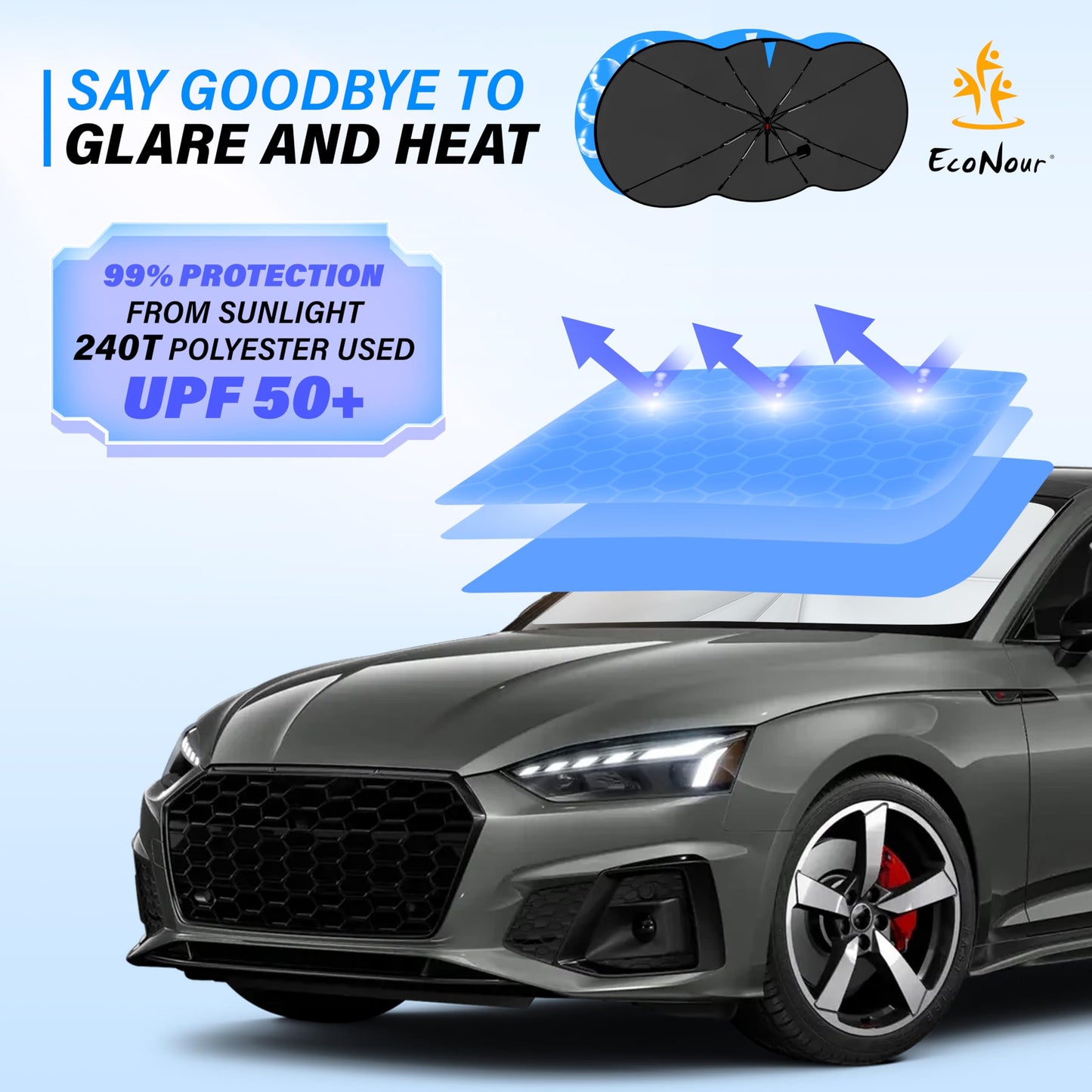 Car Windshield Sunshade Umbrella | EcoNour Foldable Sunshade cover