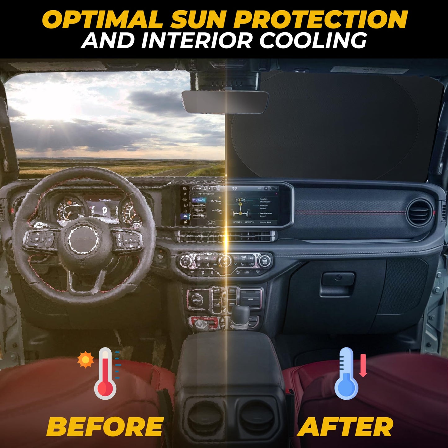 Jeep Windshield Sunshade X-Small (60"x21") | EcoNour UV Protection