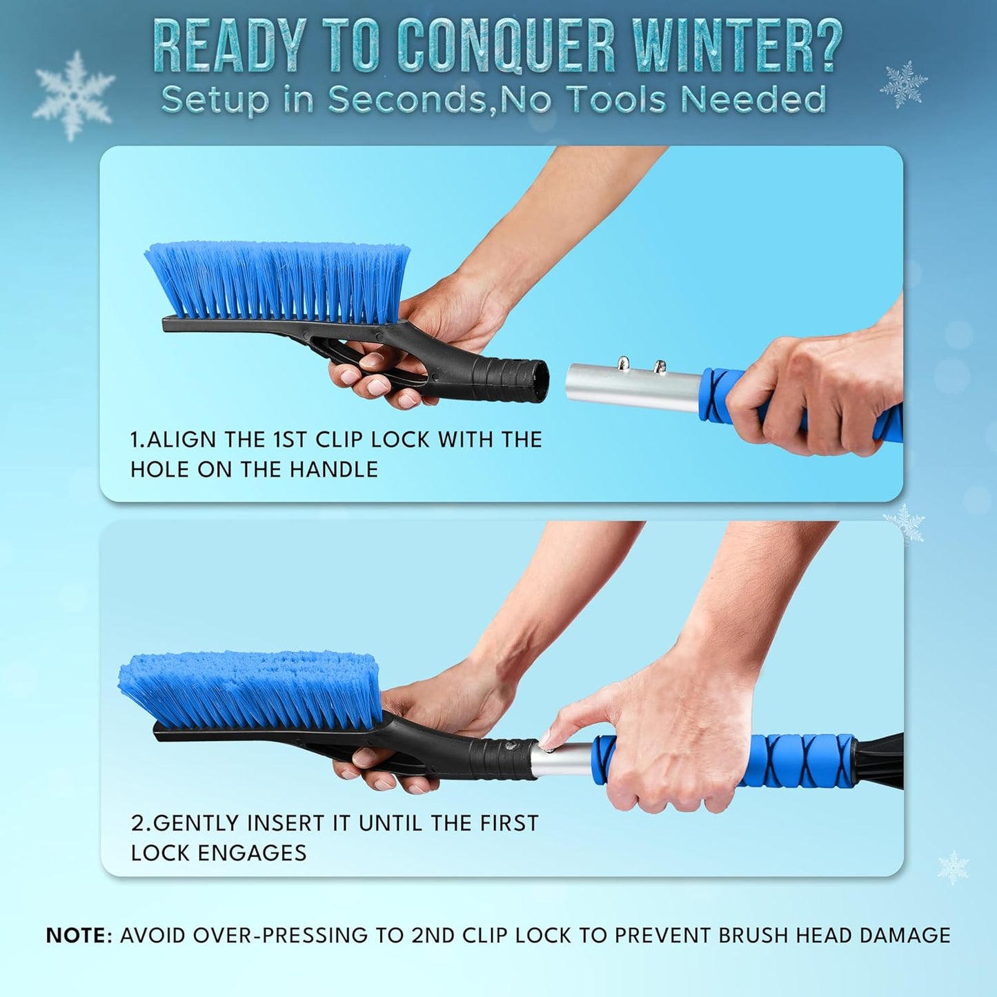 Aluminum Car Snow Scraper & Brush 27" (Blue) for winter | EcoNour