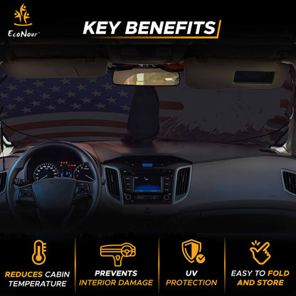 American Flag Windshield Sun Shade (64"x34") | EcoNour