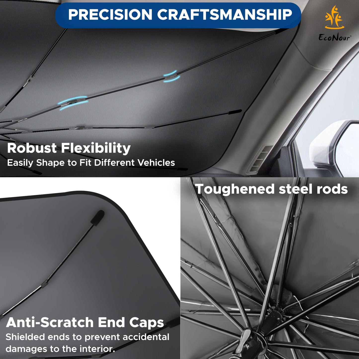 Car Windshield Sun Shade Umbrella | Medium (53" x 30") | EcoNour