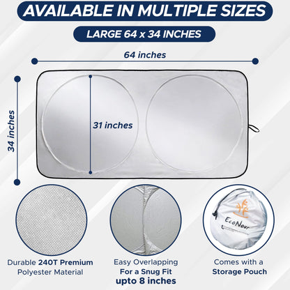 Car Shade Front Windshield (64"x34") Large | EcoNour Car Sun Visor