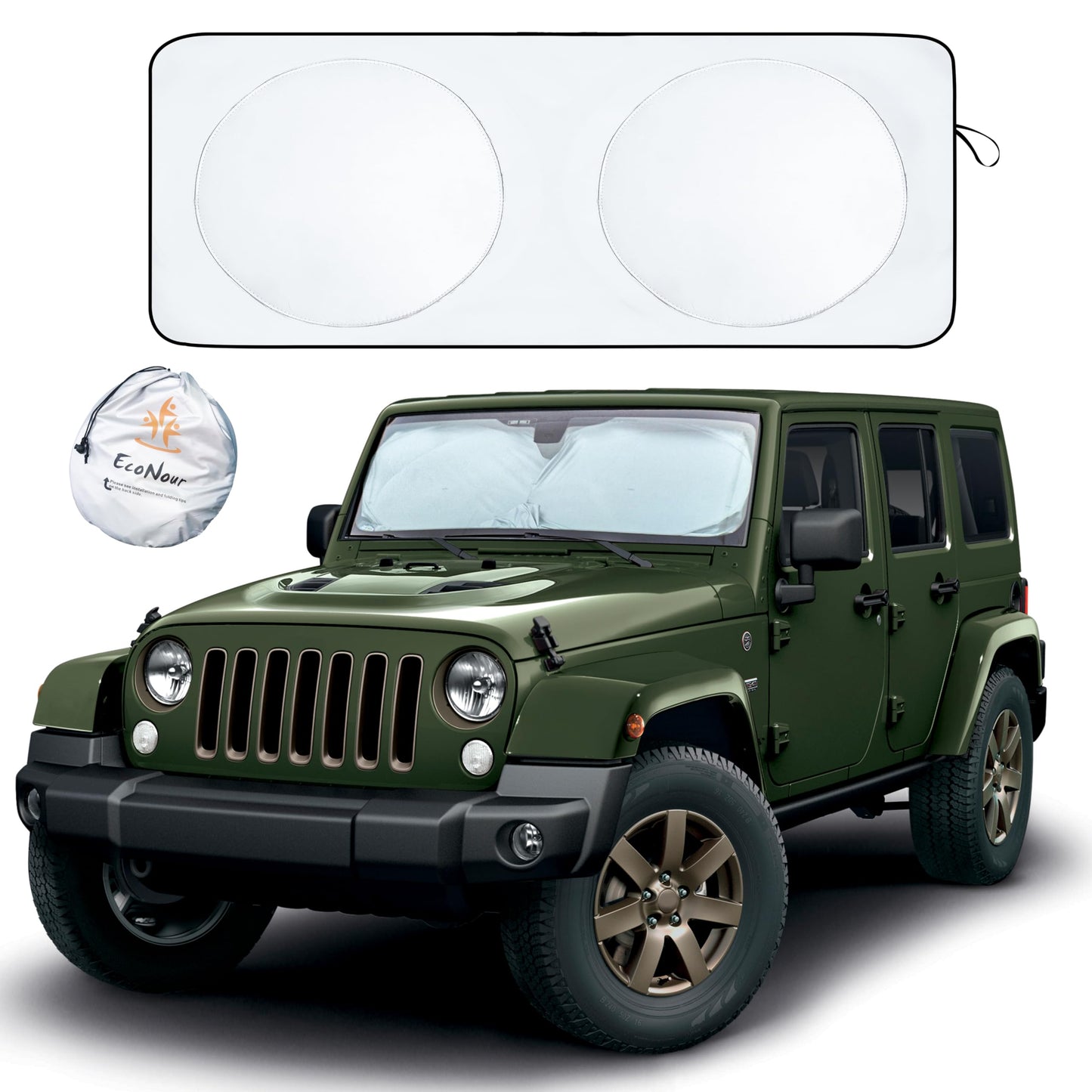 Jeep Wrangler Windshield Sunshade X-Small (59.5" x 20.5") | EcoNour