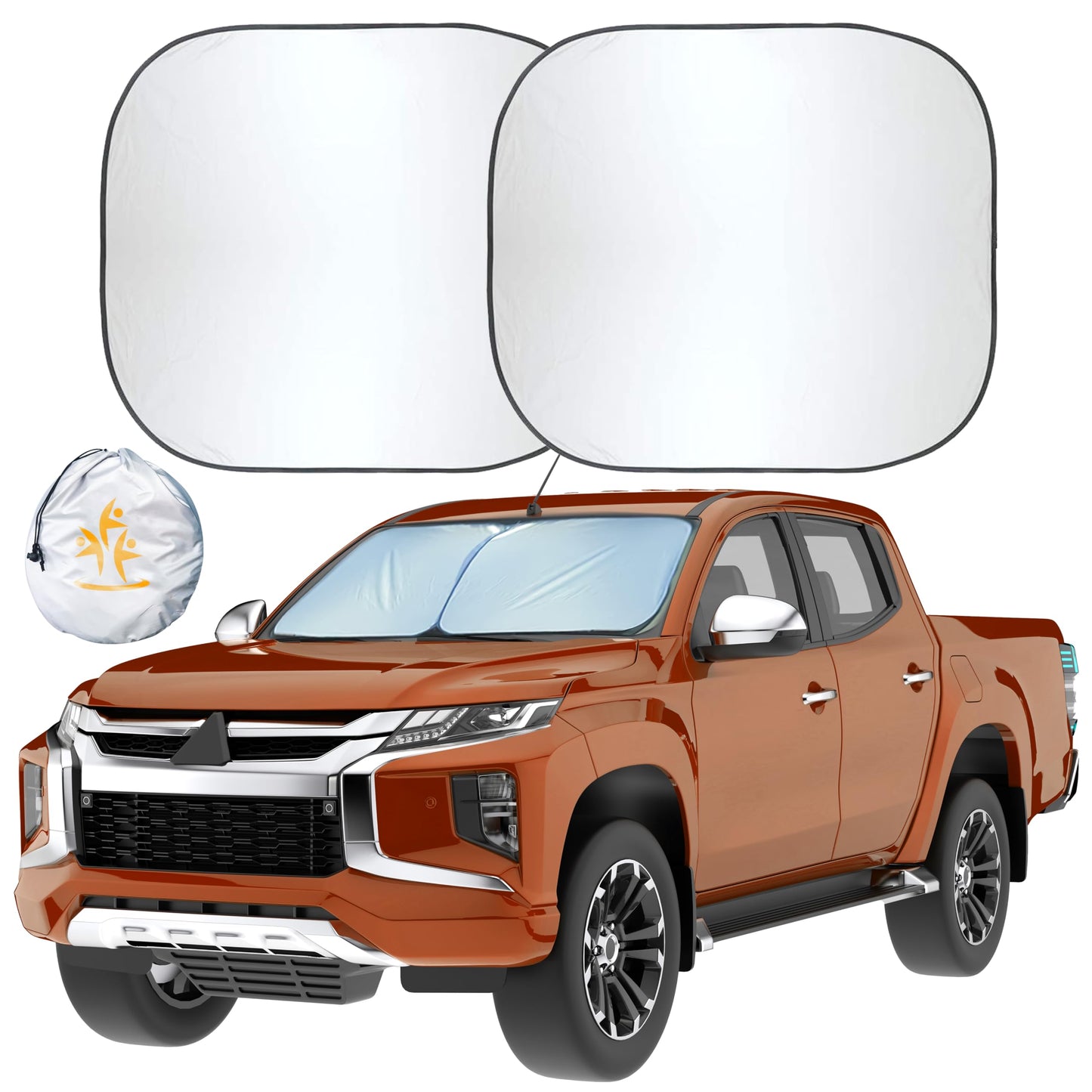 Truck Sun Shade for Windshield 2-Piece Large (32.5"x36") | EcoNour