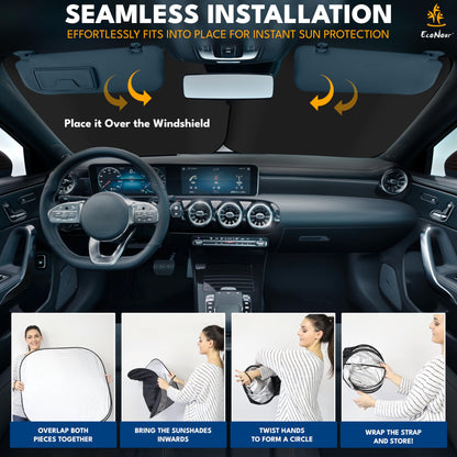 Truck Sun Shade for Windshield 2-Piece Large (32.5"x36") | EcoNour