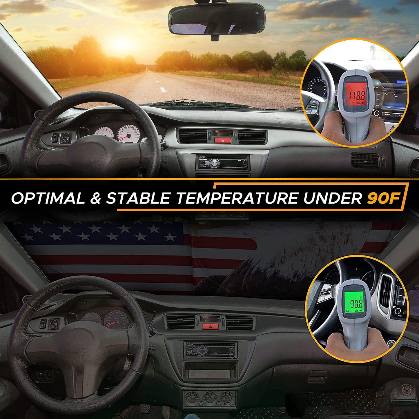 American Flag Windshield Sun Shade (64"x34") | EcoNour