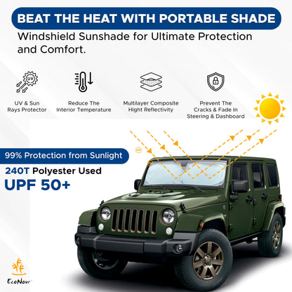 Jeep Wrangler Windshield Sunshade X-Small (59.5" x 20.5") | EcoNour