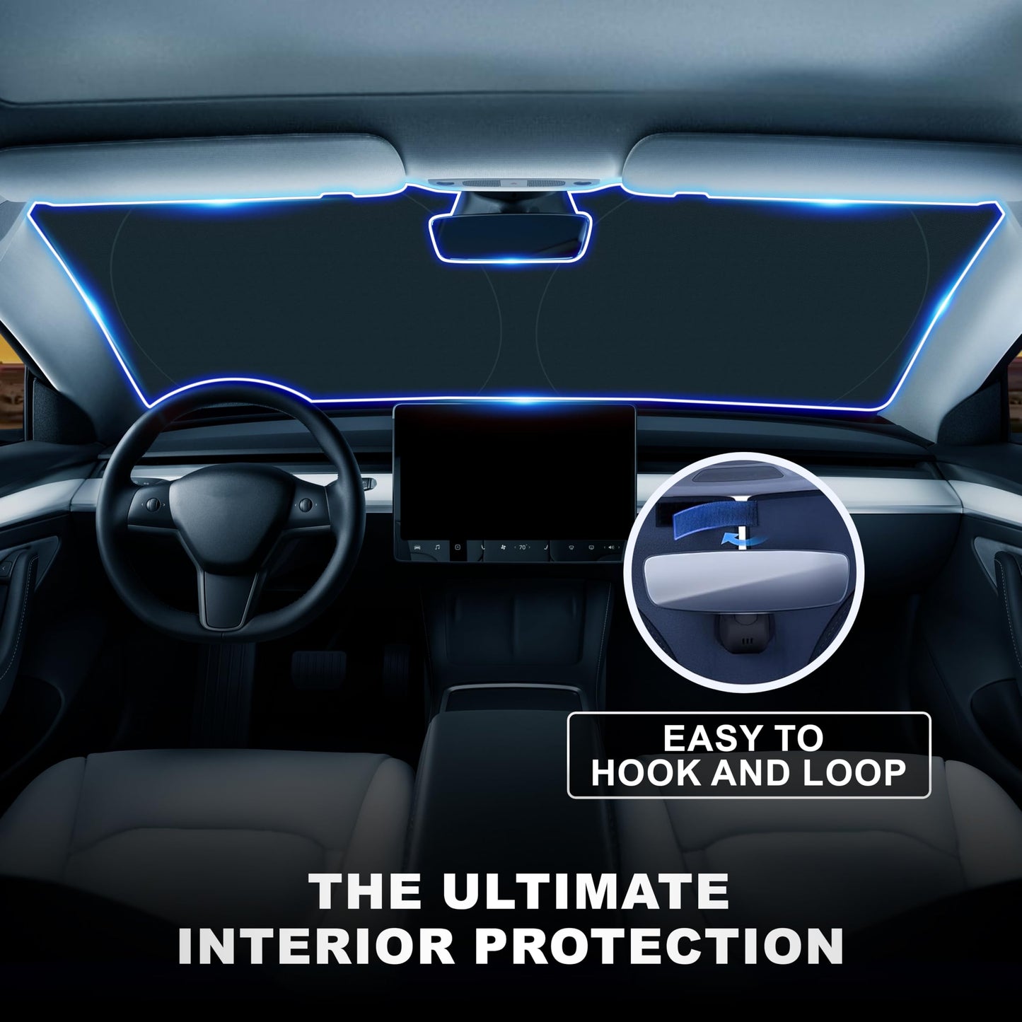 Tesla Windshield Sun Shade for Model 3/Y | EcoNour Foldable Sunshade