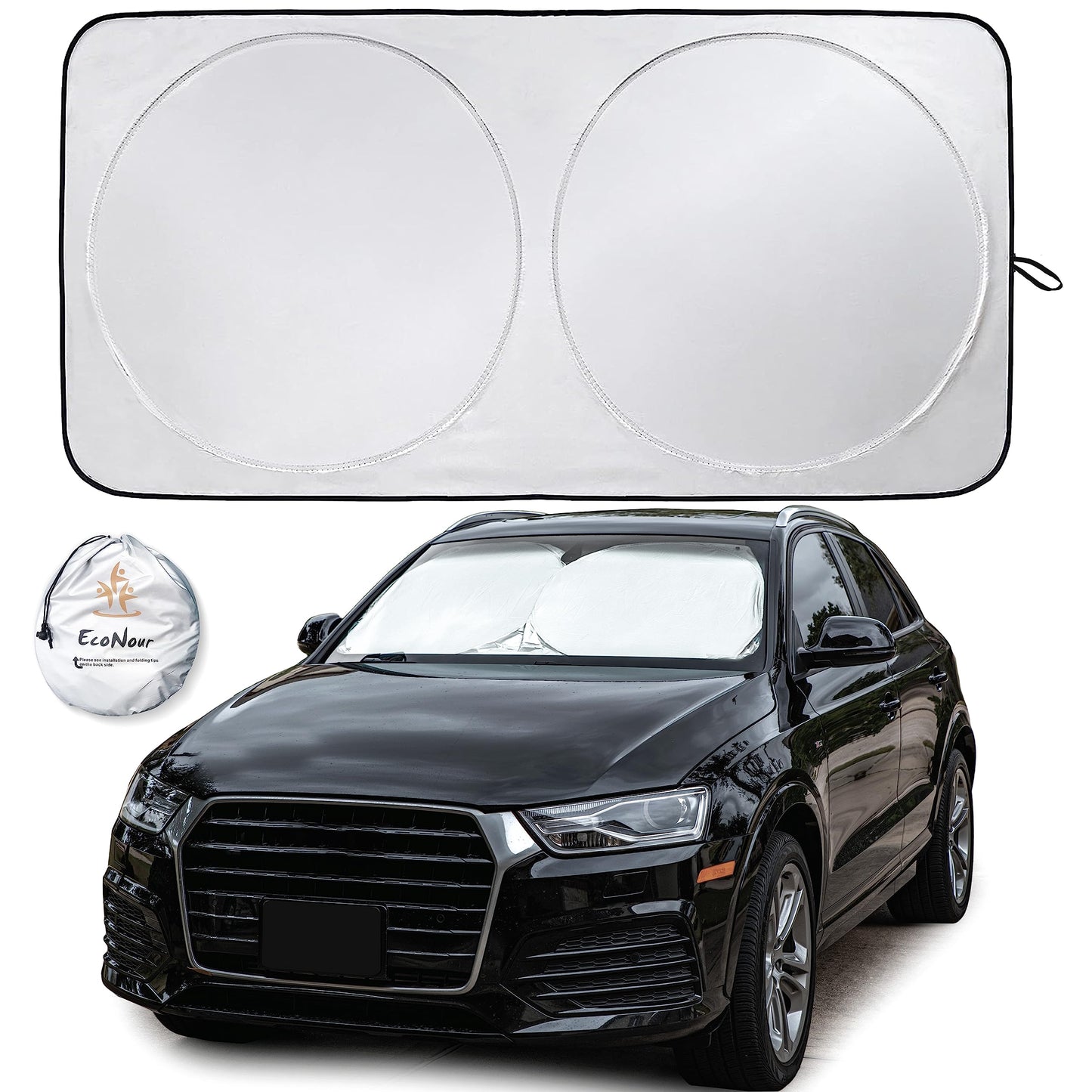 Car Windshield Sun Shade Small (59"x29") | EcoNour Foldable Sunshade